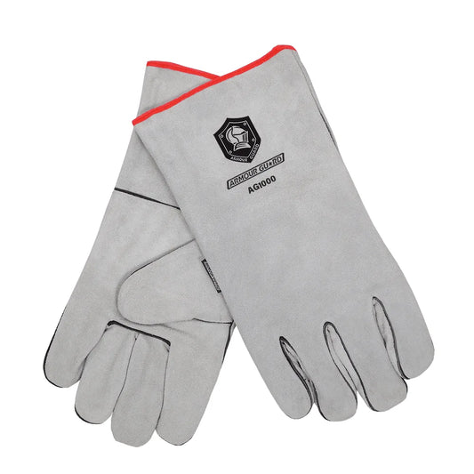 Pearl Shoulder Split Cowhide Stick/Mig Welding Glove Cotton Lined