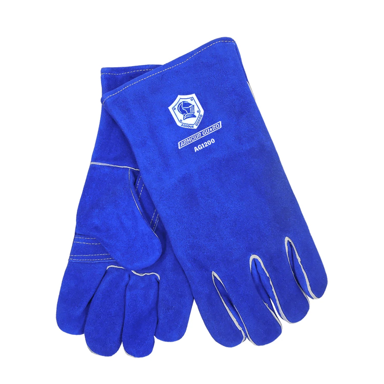 Blue Premium Side Split Cowhide Stick Glove Cotton Lined