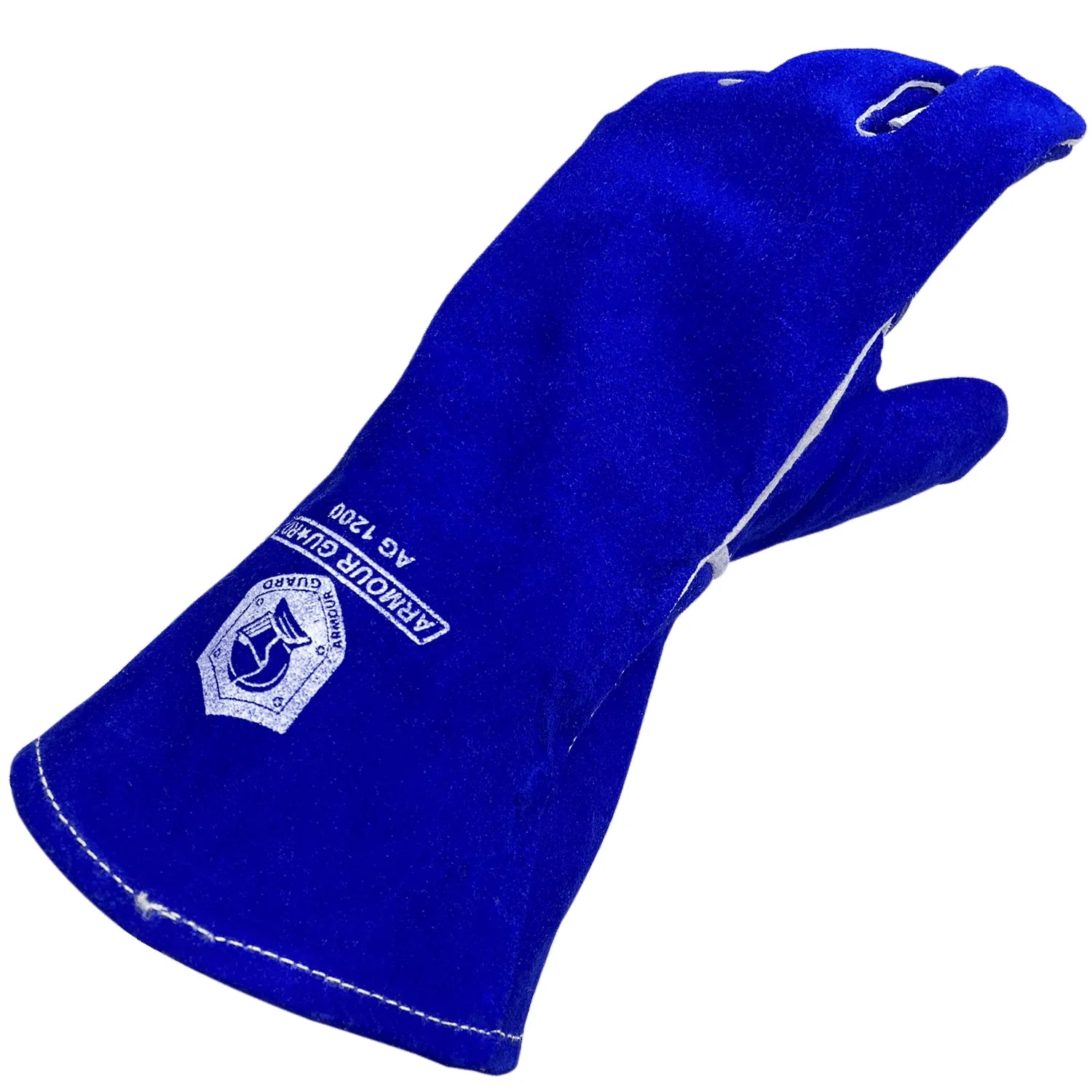 Blue Premium Side Split Cowhide Stick Glove Cotton Lined