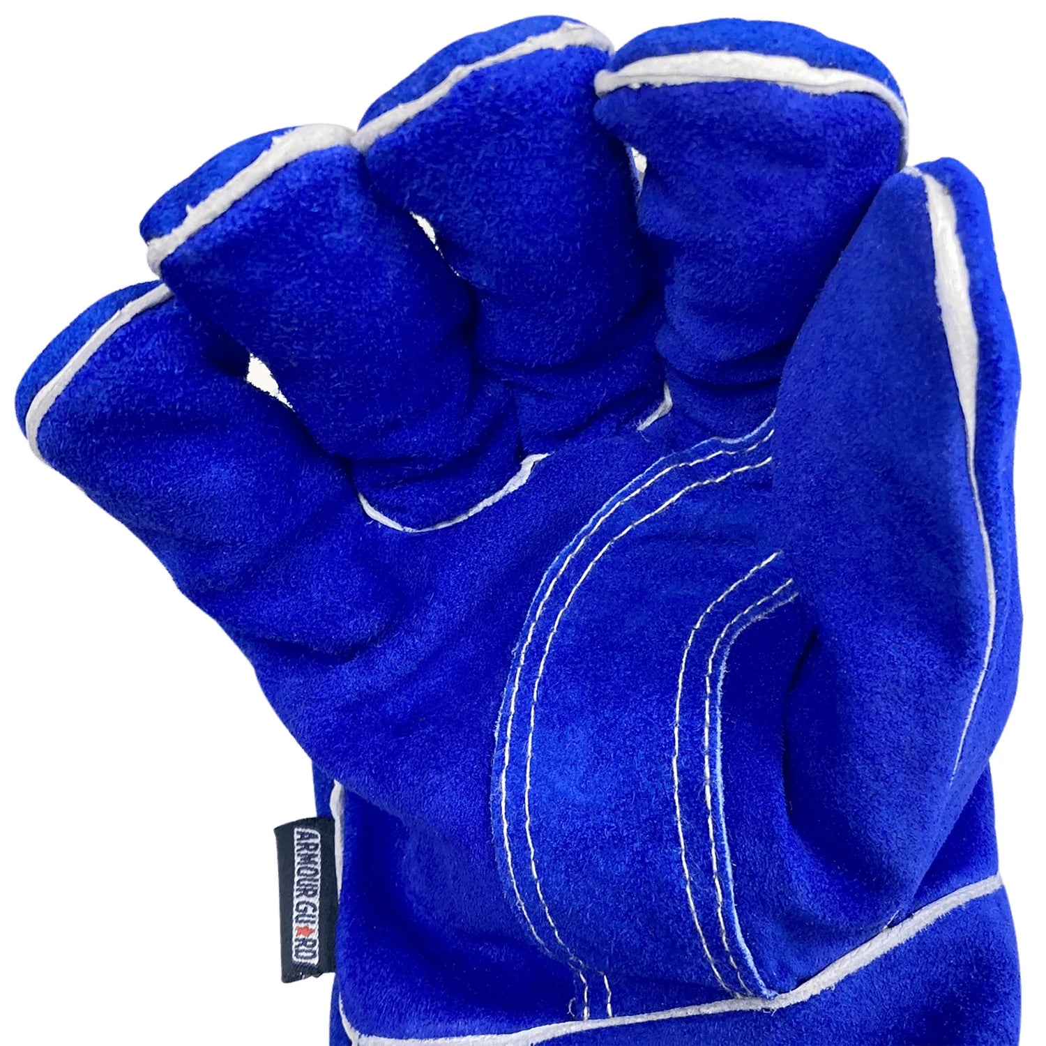 Blue Premium Side Split Cowhide Stick Glove Cotton Lined