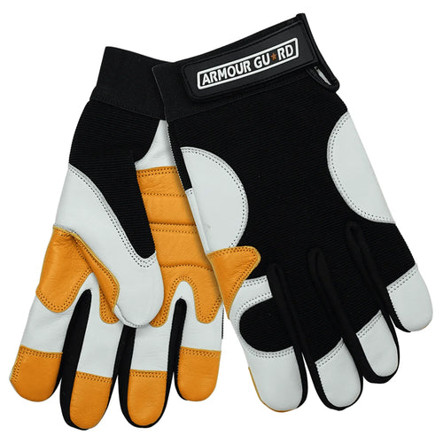 Superior Gold & Pearl Goatskin Double Palm and Thumb Mechanics Glove