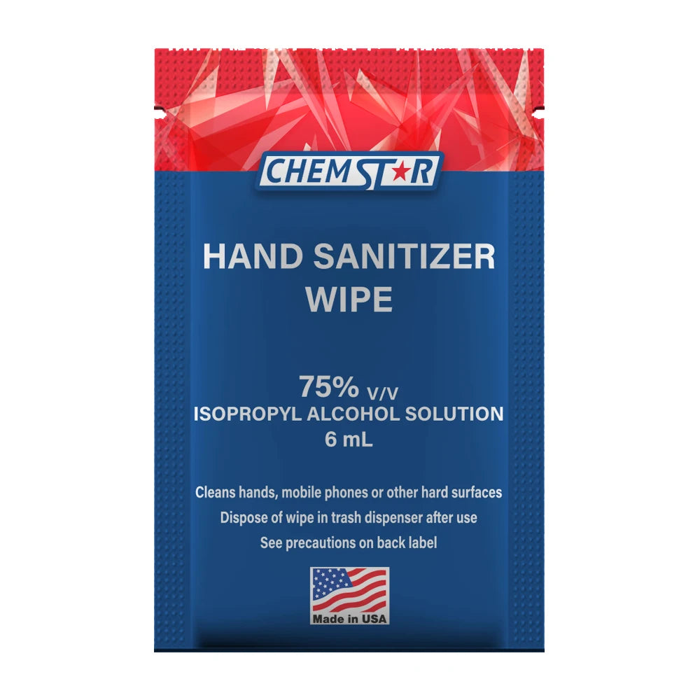 Chem Star 75% Isopropyl Alcohol Solution 6 mL Hand Sanitizer Wipes, 6 x 6