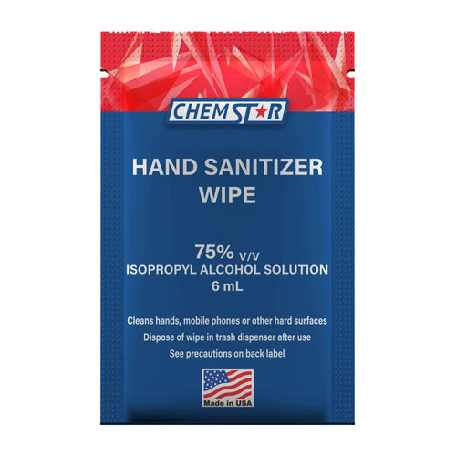 Chem Star 75% Isopropyl Alcohol Solution 6 mL Hand Sanitizer Wipes, 6 x 6