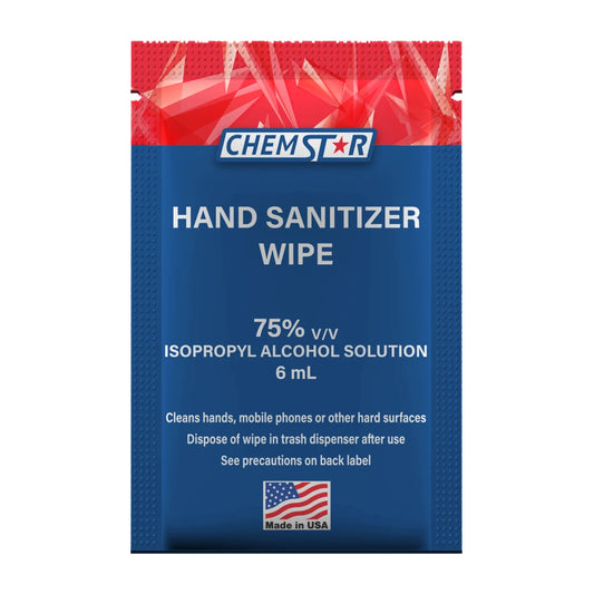 Chem Star 75% Isopropyl Alcohol Solution 6 mL Hand Sanitizer Wipes, 6 x 6