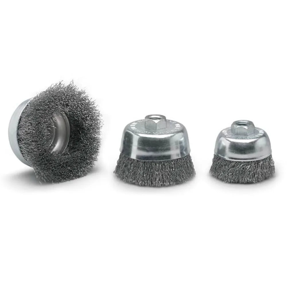 2-3/4 in Crimped Steel Wire Cup Brush, 5/8-11